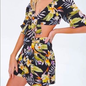 Tropical Print Top & Shorts Set